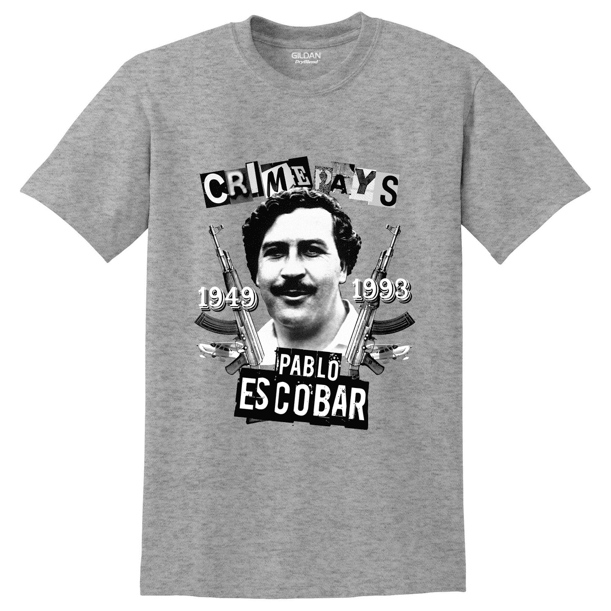 Κοντομάνικο Escobar Crime Pays ΓΚΡΙ