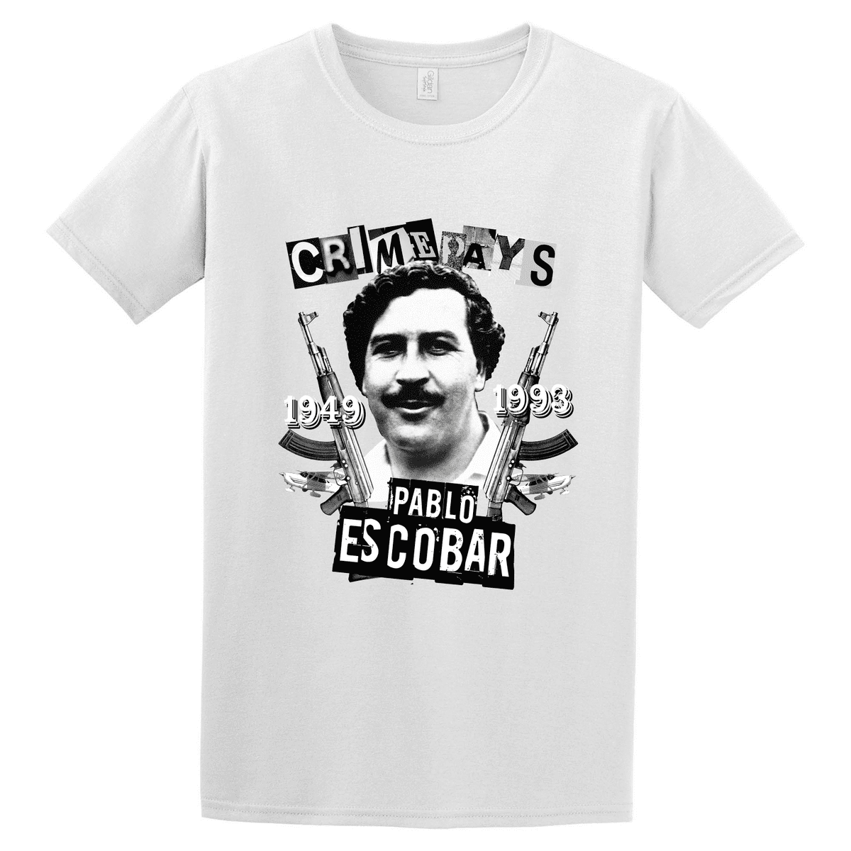 Κοντομάνικο Escobar Crime Pays ΑΣΠΡΟ