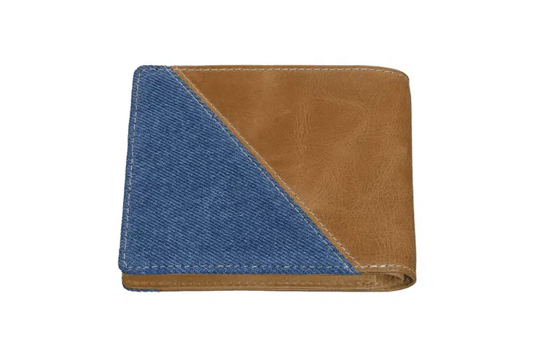 Zippo Mens Wallet Denim Blue Tan 1
