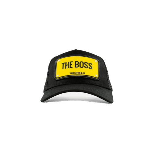 The Boss Μαύρο jockey καπέλο με rubber patch - John Hatter & Co